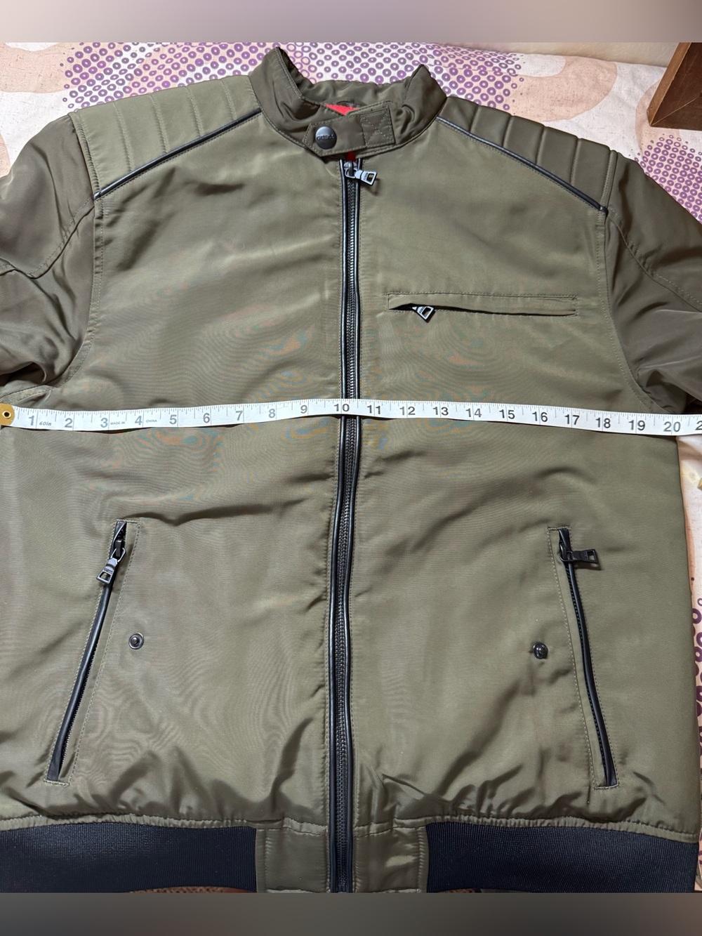 GUESS Olive Green Quilted Bomber Jacket - Picture 6 of 10
